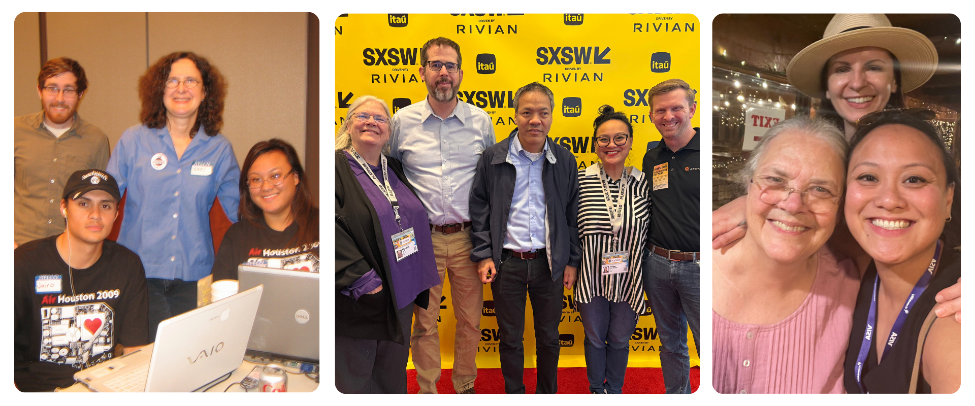 A collage of three photos. See caption for long descriptions.