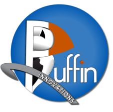 A cartoon puffin as the P for Puffin